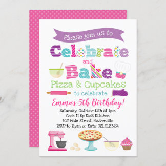 Pizza und Cupcake Baking Party Einladung