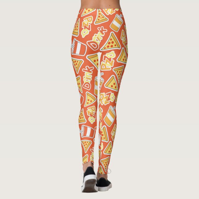 Pizza und Drinks Muster Leggings (Rückseite)
