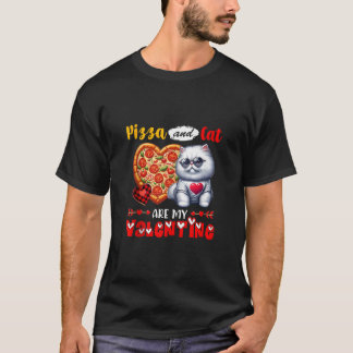 Pizza und Katze sind meine Valentine Food Lover au T-Shirt