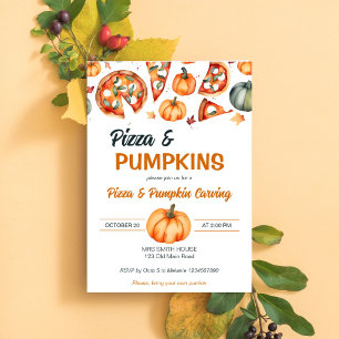 Pizza- und Kürbisschnitzerei-Party Einladung