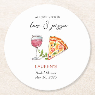 Pizza und Liebe Junggesellinnenabschied Runder Pappuntersetzer