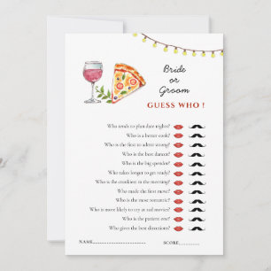 Pizza und Liebe 'Rate wer' Dusche-Spiel Einladung