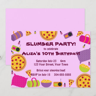 Pizza und Pajama Party Einladung