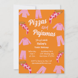 Pizza und Pajama Party Sleepover Geburtstag Einladung