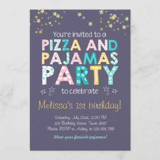 Pizza und Pajamas Einladung zum Geburtstag Sleepov