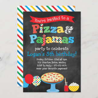 Pizza und Pajamas Party Einladung