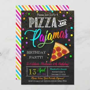 Pizza und Pajamas Party Einladung