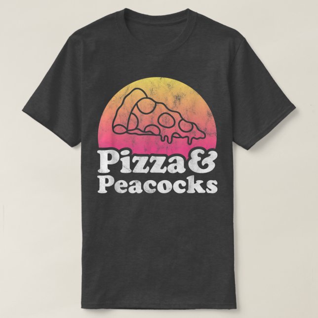 Pizza und Peacocks oder Peacock T-Shirt (Design vorne)