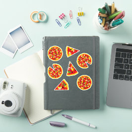 Pizza und Pizza Slices Cartoon Aufkleber