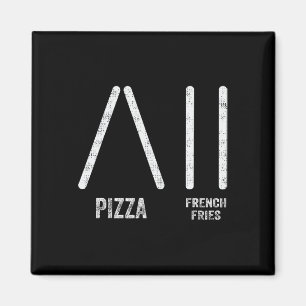 Pizza und Pommes Frites im Skistil - Lustiges Skif Magnet