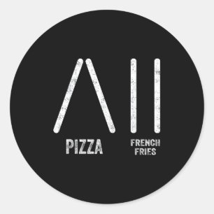 Pizza und Pommes frites im Skistil - lustiges Skif Runder Aufkleber