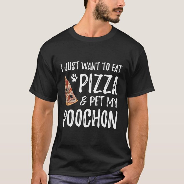 Pizza und Poochon Hoodie für die Mama von Hunden T-Shirt (Vorderseite)