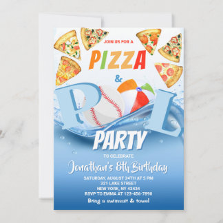Pizza- und Poolparty-Geburtstag Einladung