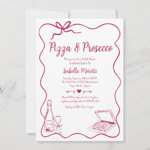 Pizza und Prosecco Bridal Dusche Einladung