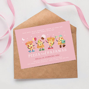 Pizza und Pyjama-Schlafparty Geburtstag Einladung