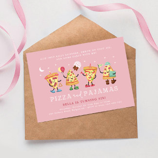 Pizza und Pyjama-Schlafparty Geburtstag Einladung