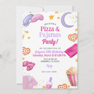 Pizza und Pyjama-Teenager-Mädchen-Tween-Schlafpart Einladung