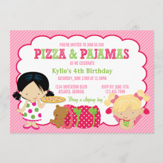 Pizza-und Pyjamassleepover-Party Einladung