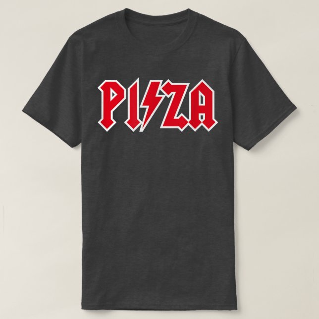 Pizza und Rock Music, Pizzeria, Hard Rock, Rock n  T-Shirt (Design vorne)
