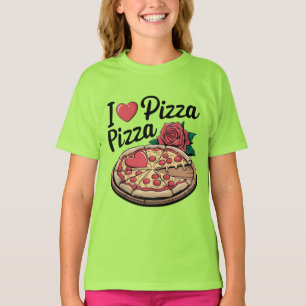 Pizza und Rose Valentinstag T-Shirt