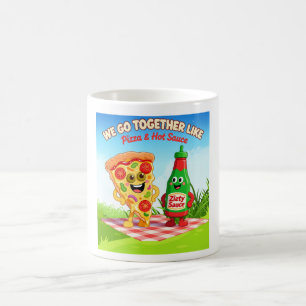 Pizza und scharfe Soße Süße Vintage-Comic-Art Kaffeetasse