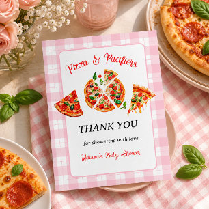 Pizza und Schnuller Baby Shower Party in Rosa Ging Dankeskarte