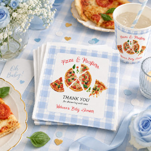 Pizza und Schnuller Blau Gingham Jungen Baby-Party Serviette