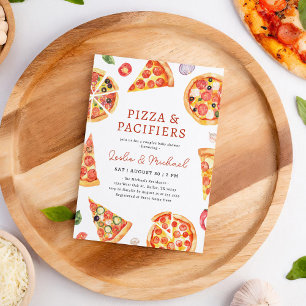 Pizza und Schnuller Paare Kinderdusche Einladung