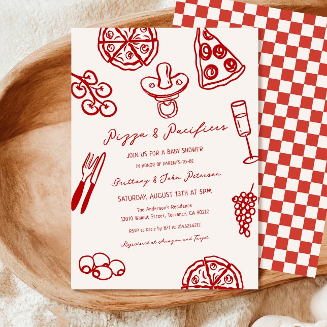 Pizza und Schnuller Pizza Themed Kinderdusche Einladung (Von Creator hochgeladen)