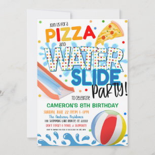Pizza und Waterslide-Party Einladung