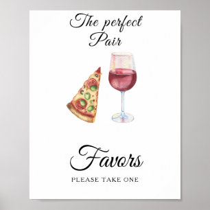 Pizza- und Wein-Hochzeitsdusche-Geschenke Poster