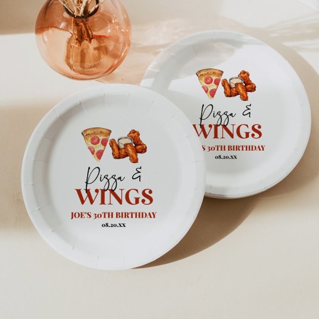 Pizza- und Wings-Geburtstagsfeier Pappteller (Von Creator hochgeladen)