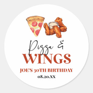Pizza und Wings Geburtstagsfeier Runder Aufkleber