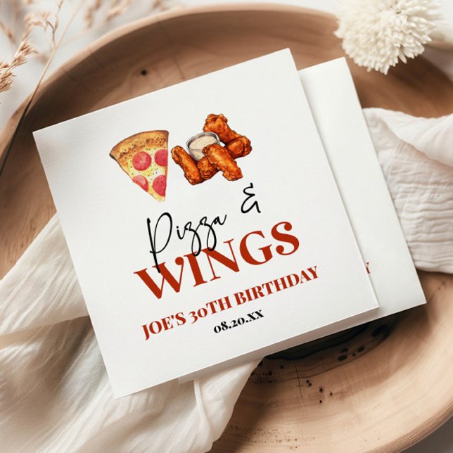 Pizza- und Wings-Geburtstagsfeier Serviette (Von Creator hochgeladen)