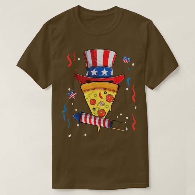 Pizza us Flag Hat 4. Juli Firecracker Kid Food T-Shirt (Design vorne)