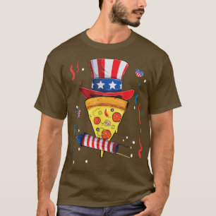 Pizza us Flag Hat 4. Juli Firecracker Kid Food T-Shirt