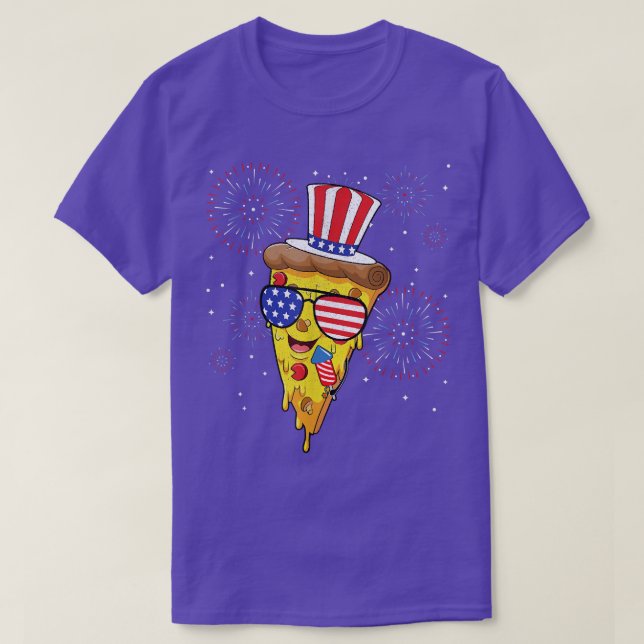 Pizza Us Flag Hat Firecracker 4. Juli Food Pat T-Shirt (Design vorne)