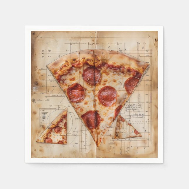 Pizza Vintage Blueprint Serviette (Vorderseite)