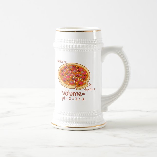 Pizza-Volumen mathematische Formel = Pi*z*z*a Bierglas (Rechts)