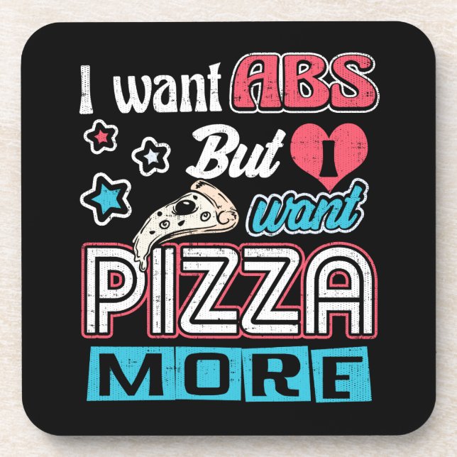 Pizza vs Abs - Bulking Diet - Funny Carbs Novelty Getränkeuntersetzer (Vorderseite)