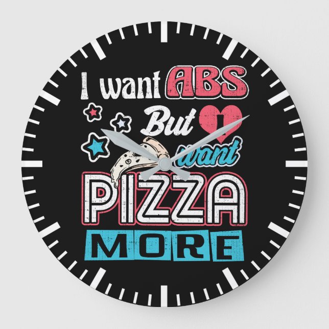 Pizza vs Abs - Bulking Diet - Funny Carbs Novelty Große Wanduhr (Vorderseite)