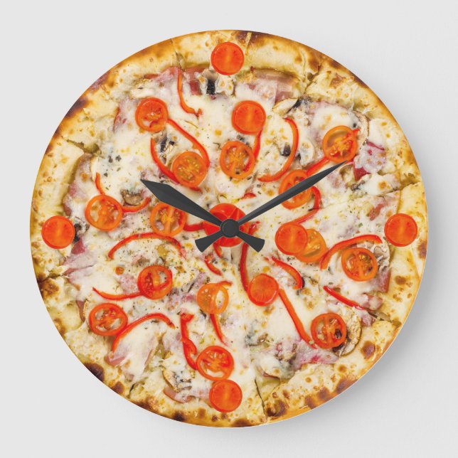 Pizza Wall Clock Große Wanduhr (Vorderseite)