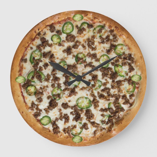 Pizza Wall Clock Große Wanduhr (Vorderseite)