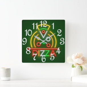 Pizza-Wanduhr Quadratische Wanduhr