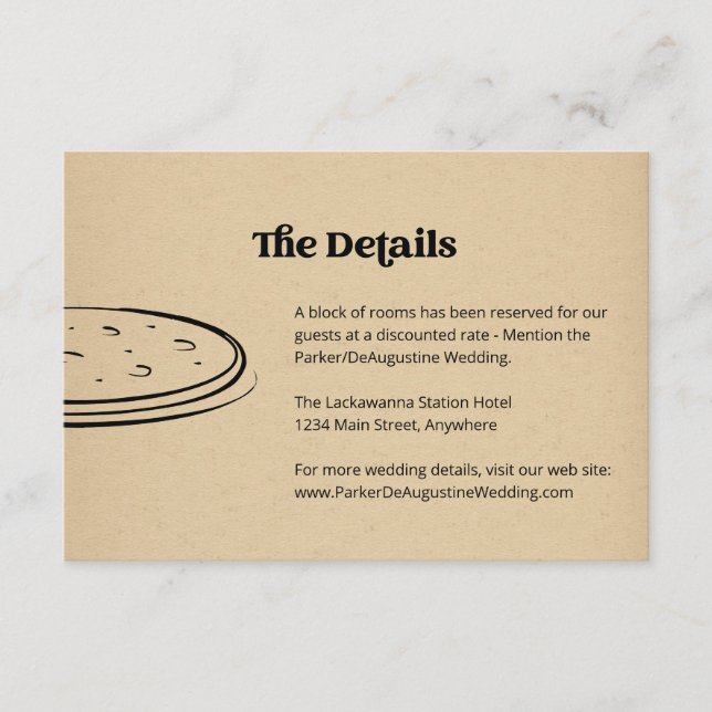 Pizza Wedding Information Details Eintrittskarte Begleitkarte (Vorderseite)