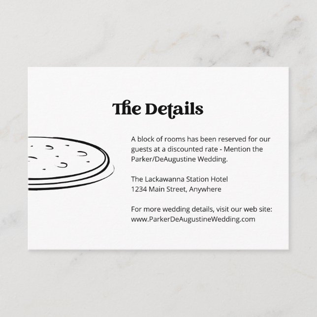 Pizza Wedding Information Details Eintrittskarte Begleitkarte (Vorderseite)