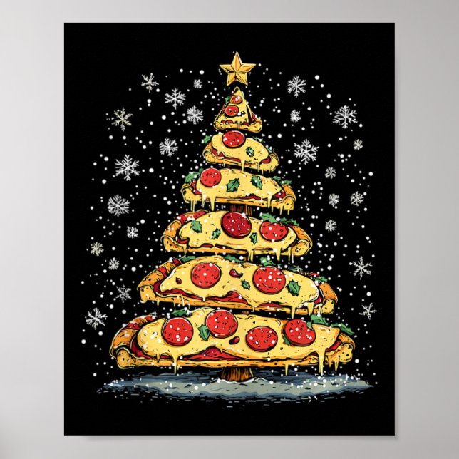 Pizza Weihnachtsbaum Fast Food Weihnachten Weihnac Poster (Vorne)