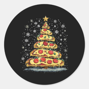 Pizza Weihnachtsbaum Fast Food Weihnachten Weihnac Runder Aufkleber