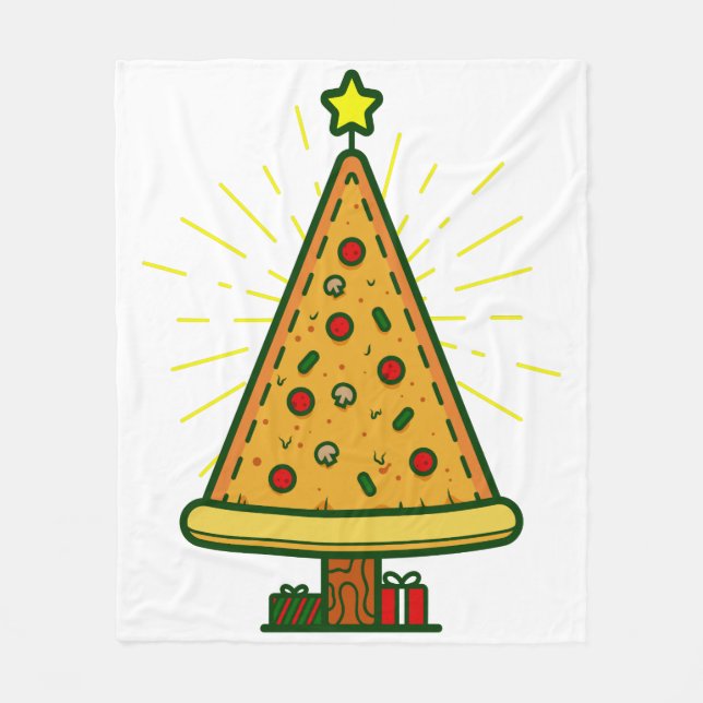 Pizza-Weihnachtsbaum Fleecedecke (Vorderseite)