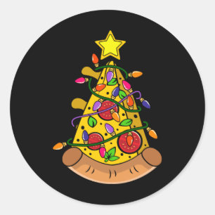 Pizza Weihnachtsbaum Geschenk, Funny Pizza Kostüme Runder Aufkleber